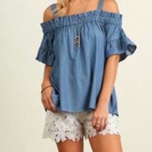 Umgee Blue Off-Shoulder Top